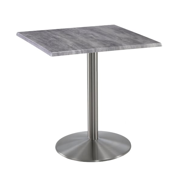 36" Tall OD214 Stainless Steel Table Base 22" Diameter 30"x30" Square Greystone Top